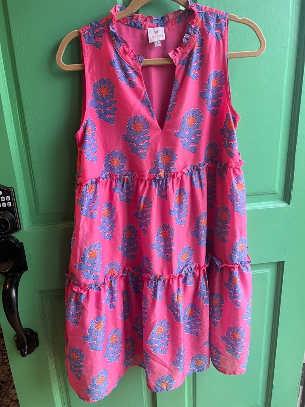 Sleeveless Pink Floral Tiered Mini Dress - Unknown Brand